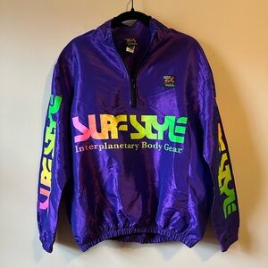 Vintage 90s Surf Style Purple Windbreaker Jacket Neon